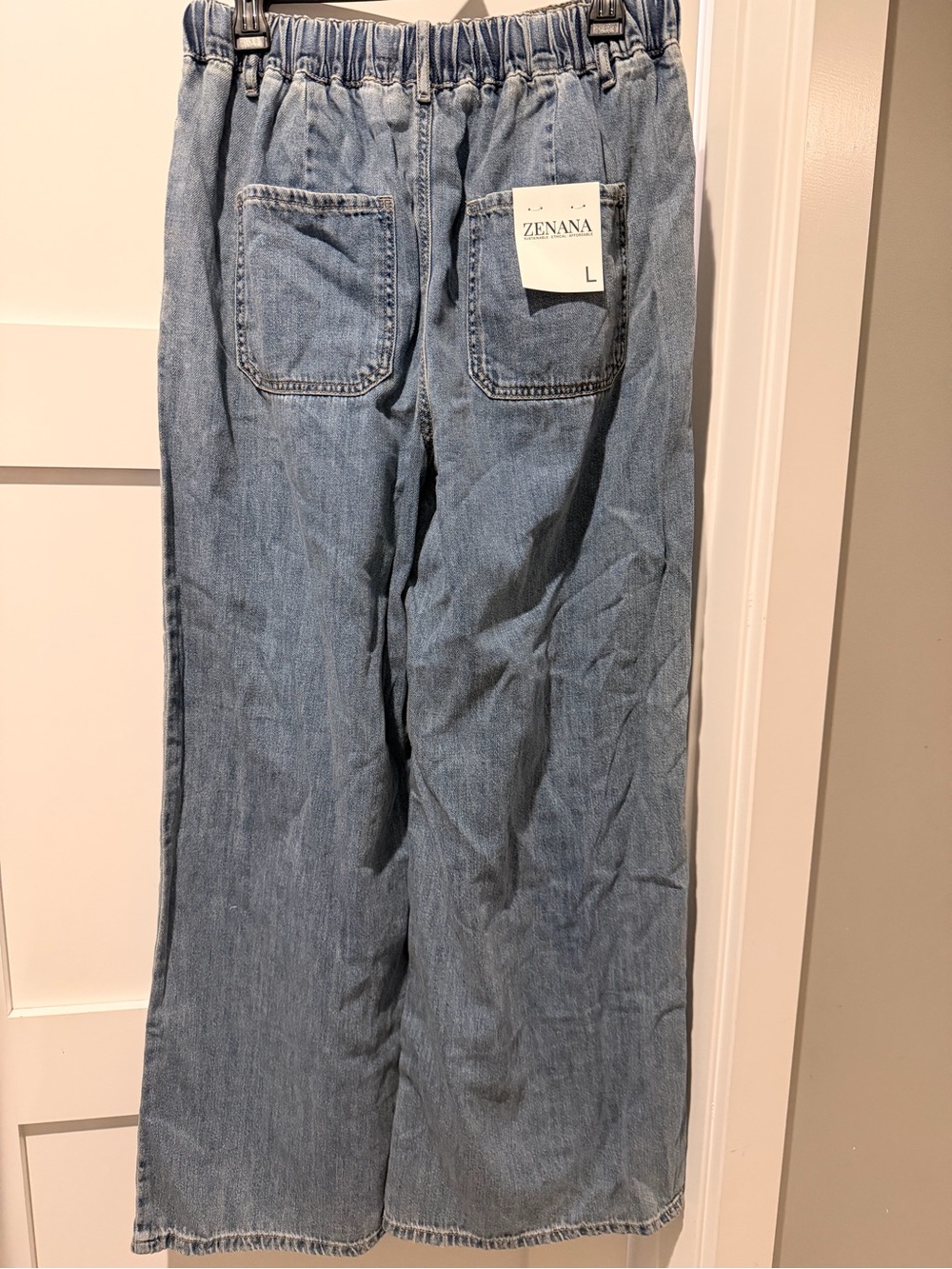 ZENANA Light Blue Drawstring Relaxed Fit Jeans - Picture 3 of 7